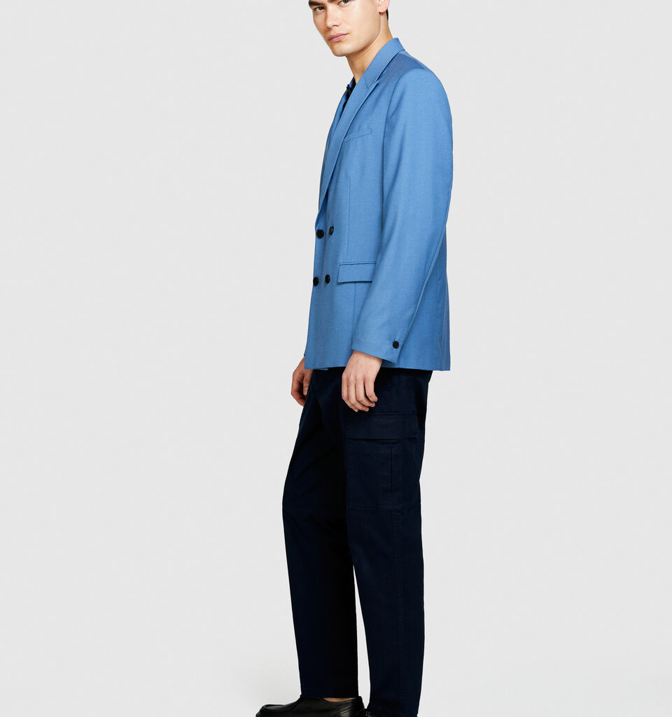 Slim comfort fit double-breasted blazer - men's blazers - Blue | Sisley image number 2